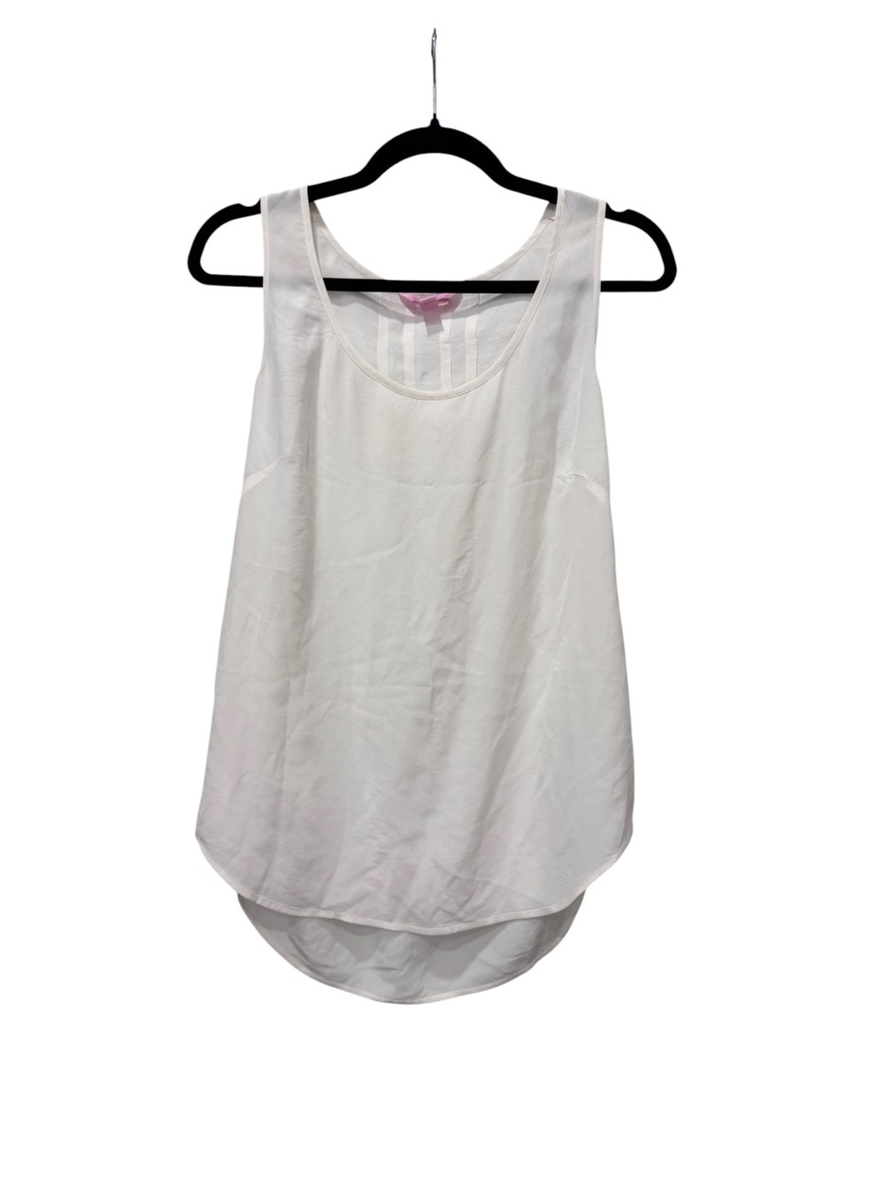Lilly Pulitzer White 100% Silk Sleeveless Tank Blouse Racerback Hi-Low Hem Sz M